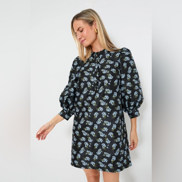 Black Heirloom Jacquard Samantha Dress - Picture 2 of 5